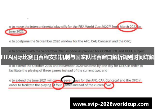FIFA国际比赛日赛程安排机制与国家队比赛窗口解析规则时间详解 FIFA国际比赛日赛程安排机制与国家队比赛窗口解析规则时间详解