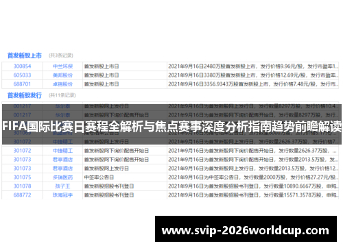 FIFA国际比赛日赛程全解析与焦点赛事深度分析指南趋势前瞻解读 FIFA国际比赛日赛程全解析与焦点赛事深度分析指南趋势前瞻解读